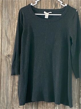 Kenar Dark Gray Ribbed Neck Tunic Sweater